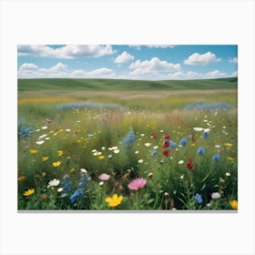 A Photograph Of A Field Of Wildflowers In Bloom Canvas Print