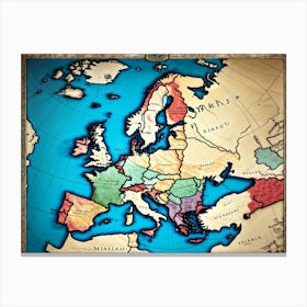 European Continent Map Contouring With Intricate Border Detailing Names Labeling Each Country Majo Stampe su tela