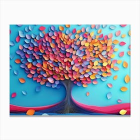 Colorful Tree with Multicolor Leaves 6 Canvas Print