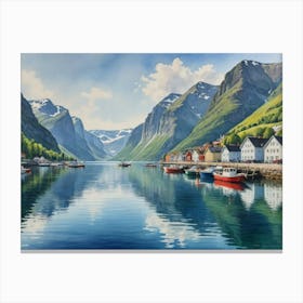 Where Mountains Embrace the Water Fjords Canvas Print