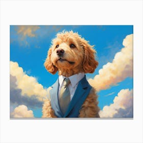 Golden Poodle Dog In A Suit Kids Canvas Print