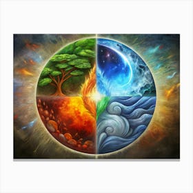 Four Elements Circle Canvas Print