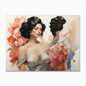 Woman With Flowers Canvas Print