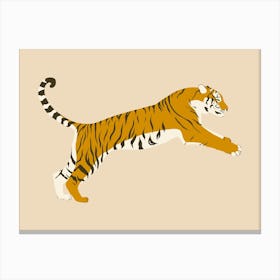 Leaping Tiger - Beige Canvas Print