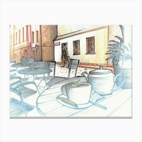 Street Cafe In Poznan Canvas Print
