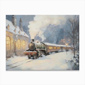 Winter Christmas Train Canvas Print