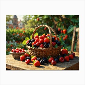 Basket Of Berries Canvas Print