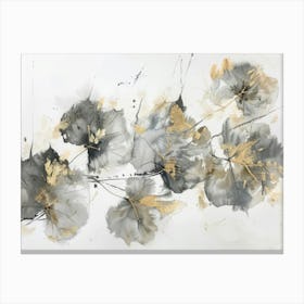 Grey And Gold Leaves Canvas Print