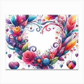 Colorful Heart Frame Canvas Print