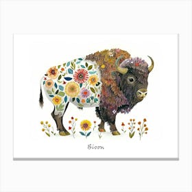 Little Floral Bison 1 Poster Canvas Print