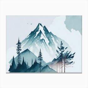 Mountain And Forest In Minimalist Watercolor Horizontal Composition 263 Canvas Print