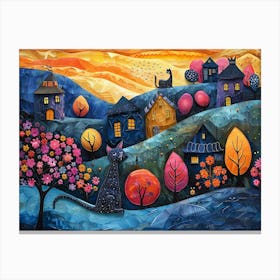 Cat In The village Canvas Print