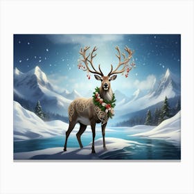 Reindeer In The Snow 3 Canvas Print