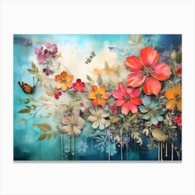 Vintage Bright Flowers 17 Canvas Print