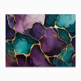 Purple And Gold Abstract Painting 1 Canvas Print