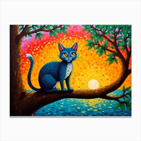 Cat On A Tree mosaics Canvas Print