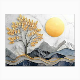 Gold Tree In The Mountains Canvas Print