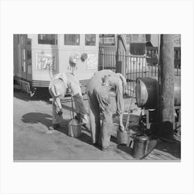 Oilers At Streetcar Terminal, Oklahoma City, Oklahoma By Russell Lee Canvas Print