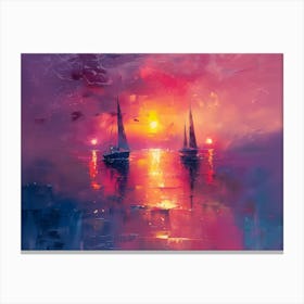 Sunset Sailboats Canvas Print