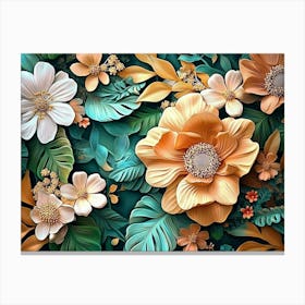 Art With Colorful Flowers Canvas Print