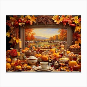 An Upbeat Thanksgiving Promotion Captured In A Spectacle Of Lavish Autumnal Embellishments Surroun (2) Canvas Print