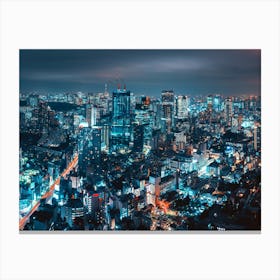 Tokyo Skyline At Night Canvas Print