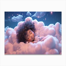 Sleeping Girl On Clouds Canvas Print