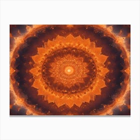 A Vibrant And Intricate Mandala With Orange And Blue Colors, Creating A Spiritual And Mystical Design Against A Starry Background Canvas Print