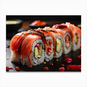Sushi With Salmon And Vegetables Canvas Print