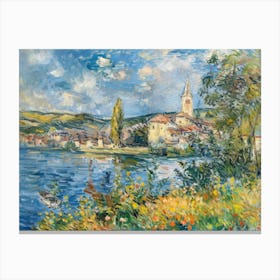 Summery Serenity By The Lake Painting Inspired By Paul Cezanne Toile