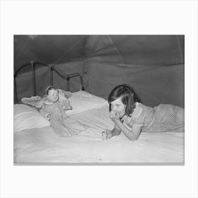 Child Migrant With Doll In Tent Home, Harlingen, Texas By Russell Lee Canvas Print