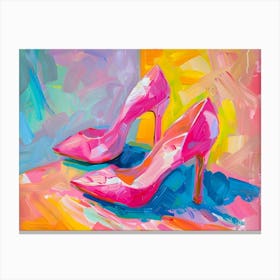 Pink High Heeled Shoes Canvas Print