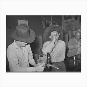 Cowboys In Beer Parlor, Alpine, Texas By Russell Lee 1 Canvas Print