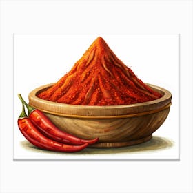 Chili Powder In Wooden Bowl Canvas Print