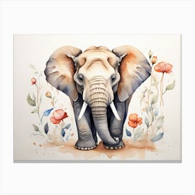 Elephant Floral In The Wild Canvas Print