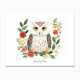 Little Floral Snowy Owl 1 Poster Canvas Print