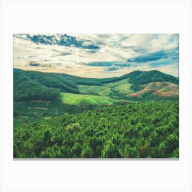 Mountain Landscape With Trees And Clouds Canvas Print