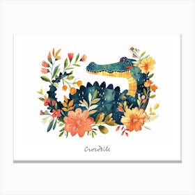 Little Floral Crocodile 4 Poster Canvas Print