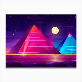 Synthwave Neon City - Egypt & pyramid Canvas Print