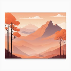 Misty mountains horizontal background in orange tone 102 Canvas Print