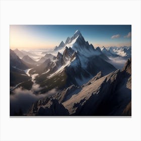 Breathtaking Panorama From The Mountain Summit Canvas Print