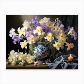 Irises In A Vase Canvas Print