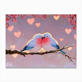 Two Birds On A Branch 7 Canvas Print