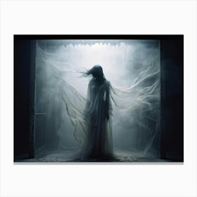 Ephemeral Entity Vocalizing Painful Sounds Through The Ethereal Partition Ghostly Silhouette Caught (6) Canvas Print