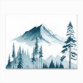 Mountain And Forest In Minimalist Watercolor Horizontal Composition 230 Canvas Print