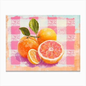 Citrus Fruits Pink Checkerboard 3 Canvas Print