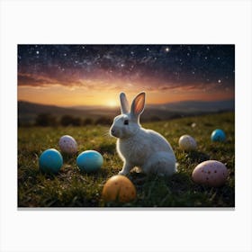 Easter Bunny With Easter Eggs Canvas Print