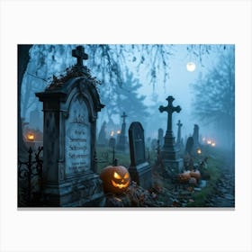 Halloween Theed Wedding Announcement Fog Enshrouds A Dilapidated Signboard Proclaiming The Union Of (1) Canvas Print