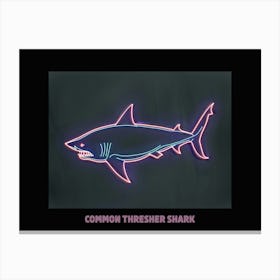 Neon Pink Blue Common Thresher Shark Poster 2 Canvas Print