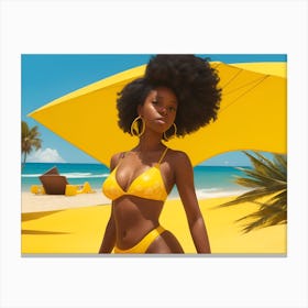 Afro Girl In Bikini Canvas Print